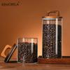 Wood Lid Glass Jar Airtight Canister Food Container Tea Coffee Beans Kitchen Storage Bottles Jar Sealed Grounds Candy Jar