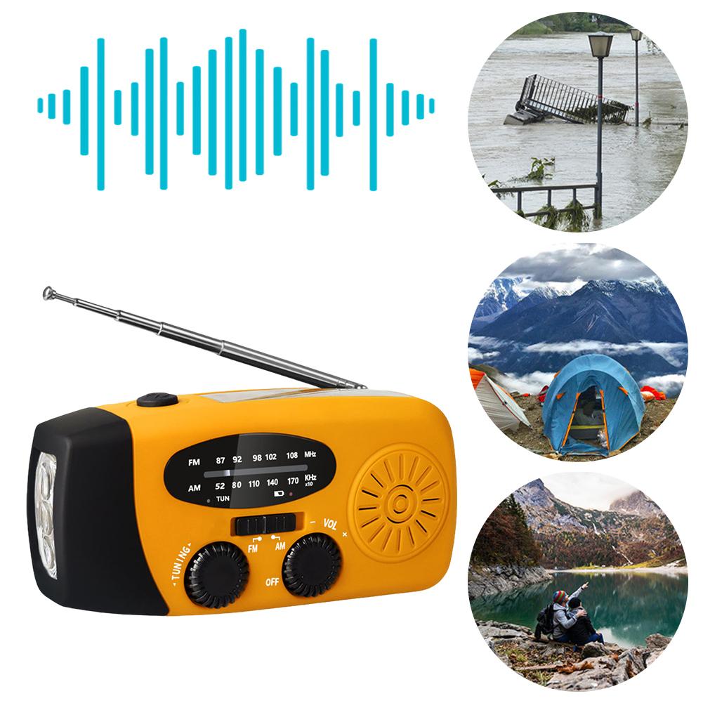 Hand Crank Emergency Radio Solar Powered Radio with LED Flashlight AM/FM Radio Solar Radio for Outdoor Camping and Emergency