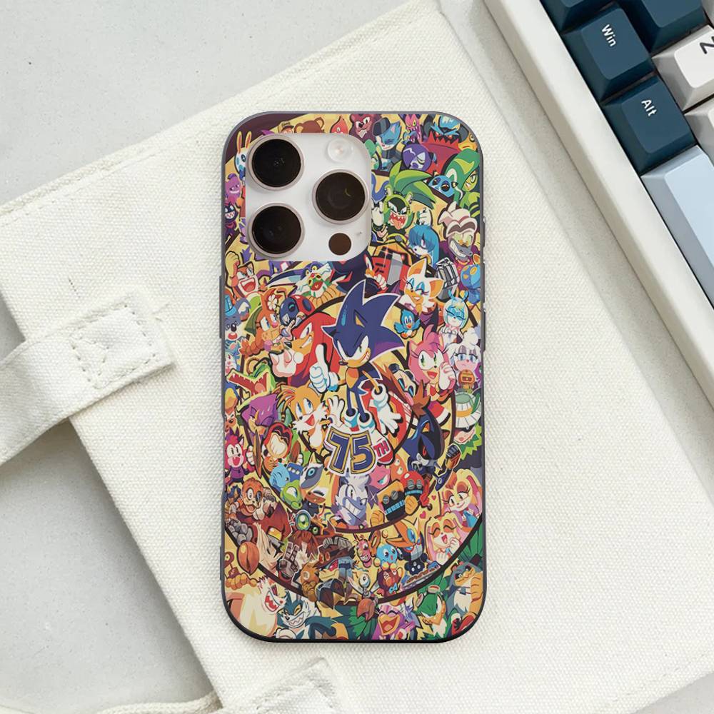Anime S-Sonic H-HedgehogES For IPhone 16 15 14 13 12 11 17 Pro Max Plus Wave Corrugated Phone Case Anti Drop Cover