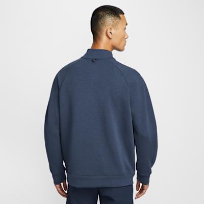 Nike Dri Fit Sweatshirts Men's Marine Blue Stand Collar Moderate