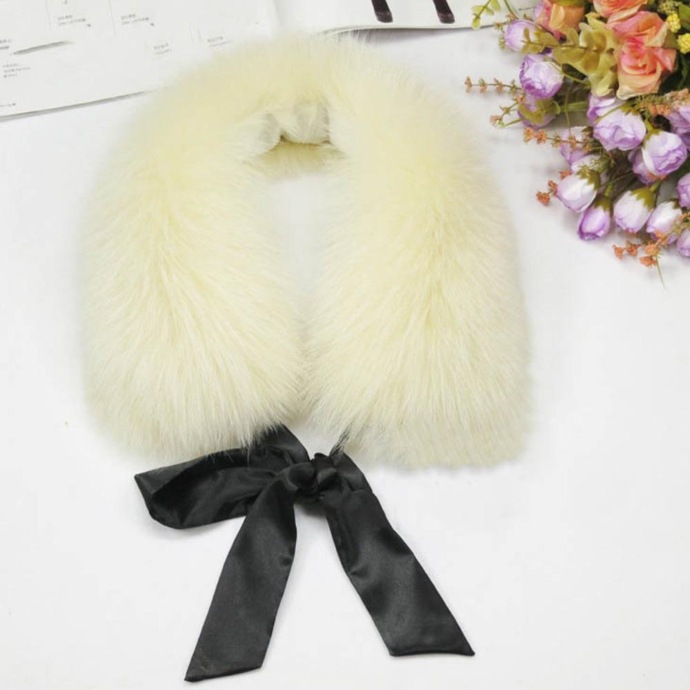 New Warm Fur Collar Scarf Soft Fluffy Women Scarves Faux Fur Bow Ribbon Neck Wrap for Fall Winter
