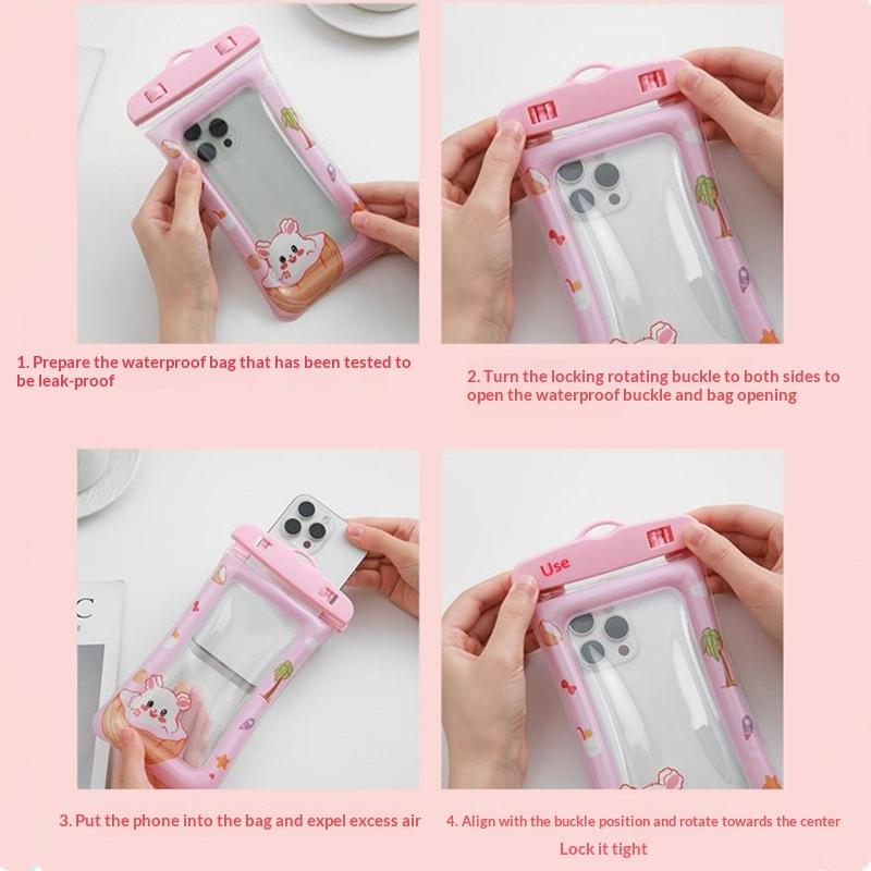 Cartoon Full View Waterproof Case For Phone Underwater Snow Rainforest Transparent Dry Bag Swimming Pouch Big Mobile Phone Cover
