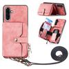 For Samsung Galaxy A56 5G PU Leather Phone Back Cover with Zipper Card Holder and Long Strap