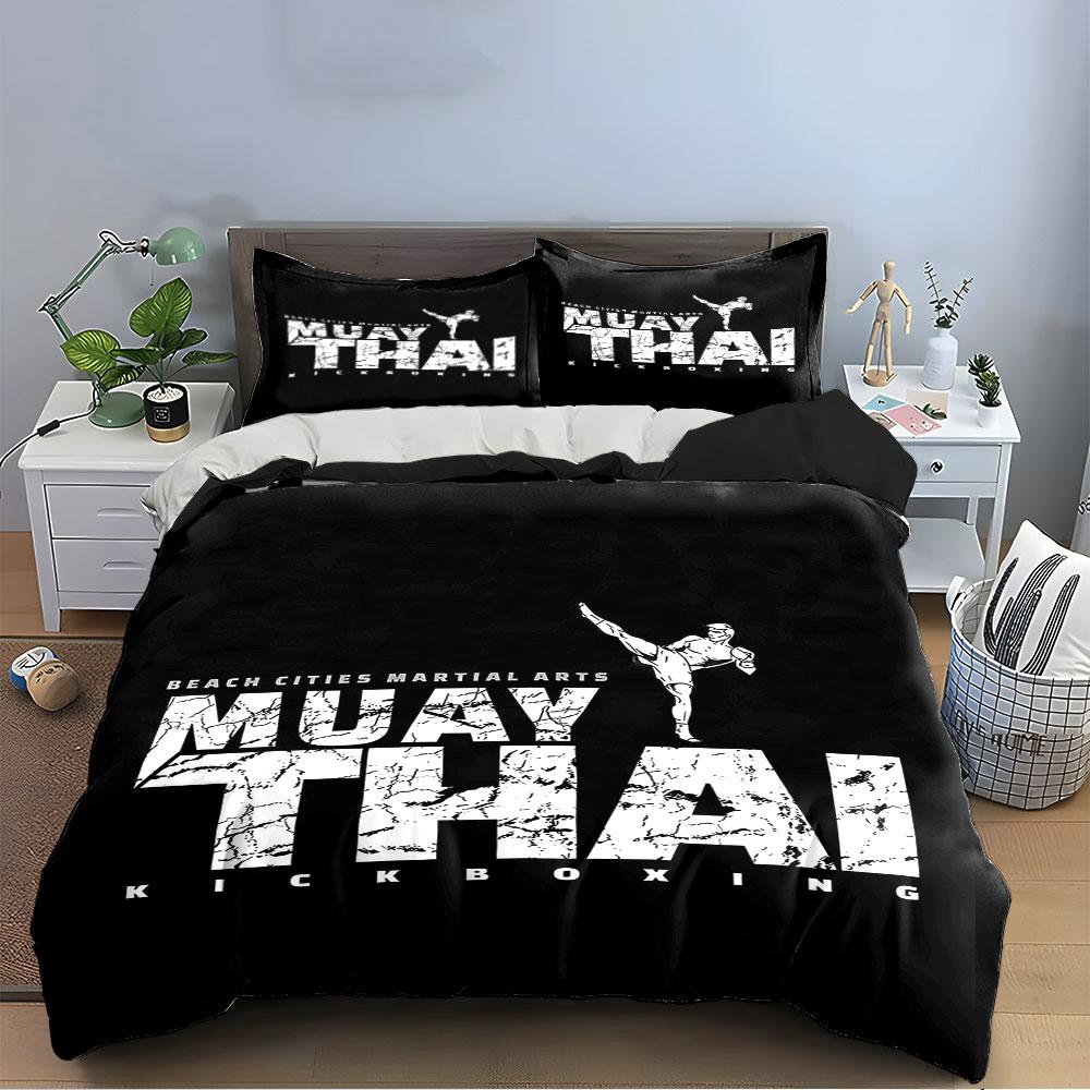 Muay Thai Kickboxing Design Bedding Duvet Cover Set  (1*Duvet Cover 2*Pillowcases, without duvet insert)