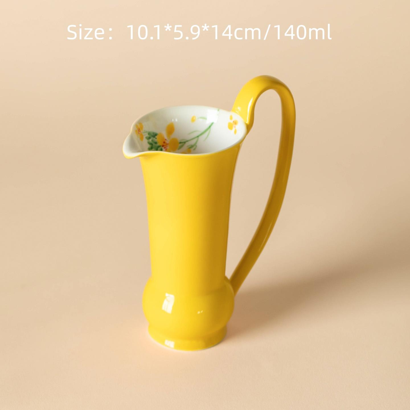 Hand Drawn Beutiful Flowers Public Cup Tea Sea Cha Hai Tea Dispenser Tea Ceremony Accessories  200ml