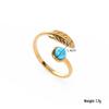 European Ethnic Colorful Stone Open Stainless Steel Drip Oil Turquoise Adjustable Ring