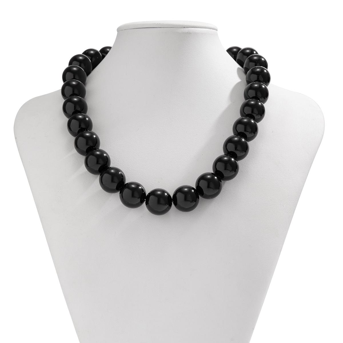 

PuRui Панк Гладкое Ожерелье-нить из крупных круглых бусин для женщин Шариковая цепочка Массивный чокер Унисекс Колье Циркон Подарки для вечеринки Новинка 2024 чёрный
