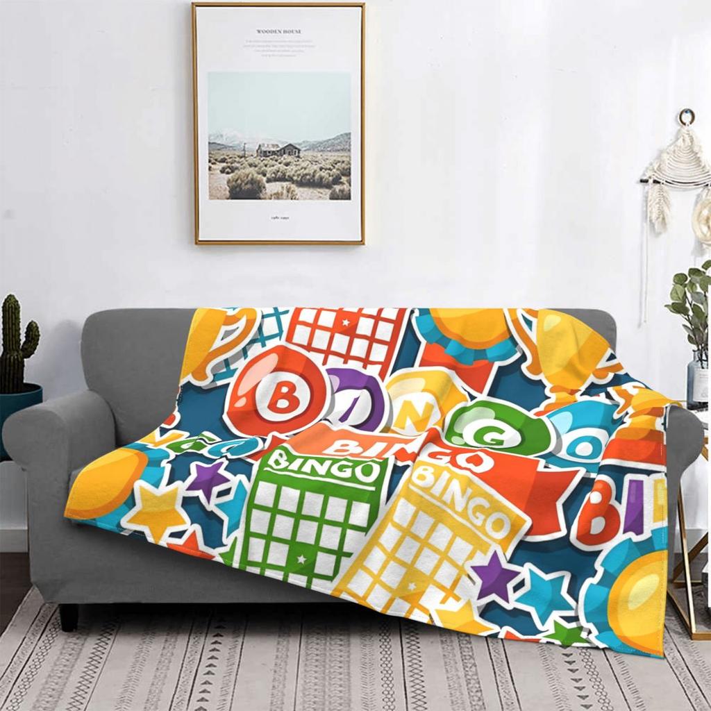Coperte Divertenti per Gioco del Bingo Stampa in Pile Traspiranti Leggere Coperte da Lancio per Letto Copriletto da Esterno