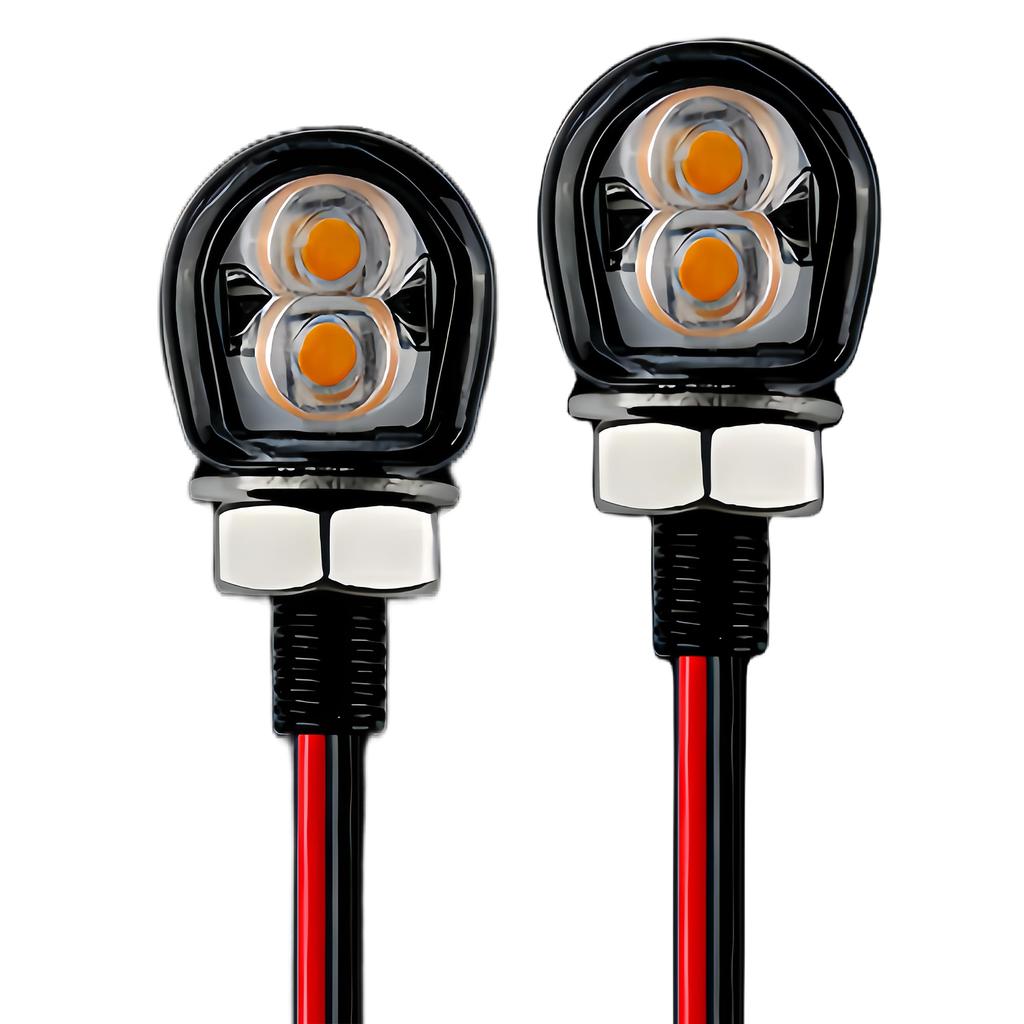 RXCARGO Motorcycle Turn Signal, Universal LED Amber, 12 V, High Brightness, Mini, Nano, Small,