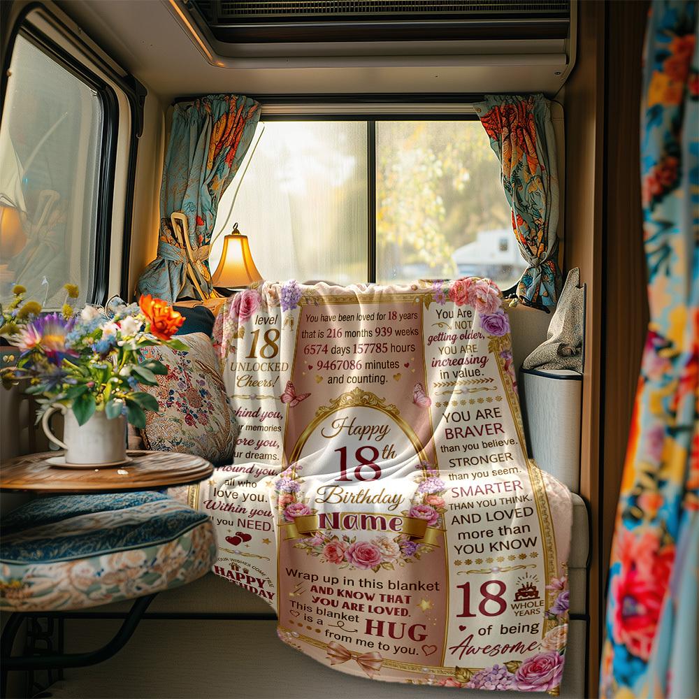 18Th Birthday Celebration Blanket Durable Comfort For Sofa Couch Office Bed Picnics Ideal For All Seasons Stylish Decor Perfect Gift For Relatives And