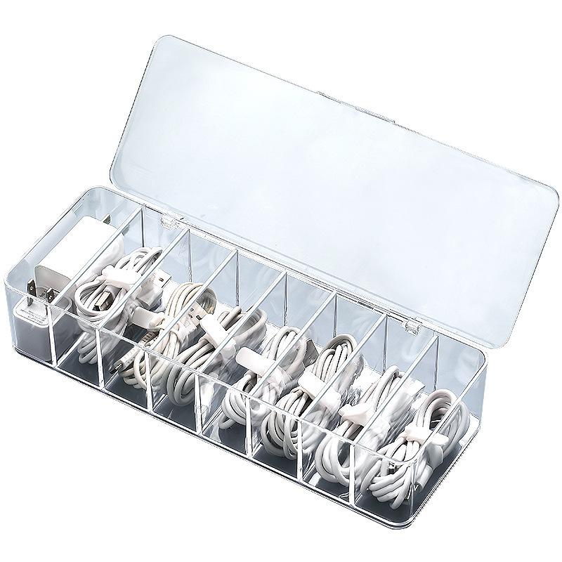 Transparent Data Cable Organizer Case Classification Dustproof Card Organizer With Lid Clutter Collection Box For Office Home