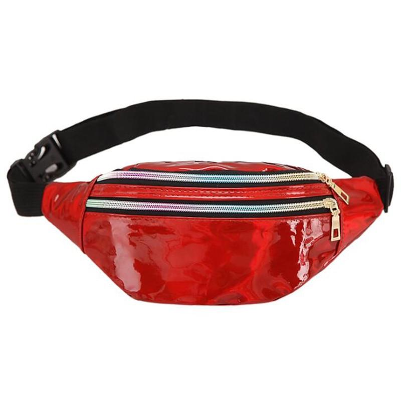 New Arrival Pu Leather Geometric Pattern Chest Bags For Girls Boys Laser Water-Repellent Sports Waist Pack Pocket Crossbody Bags