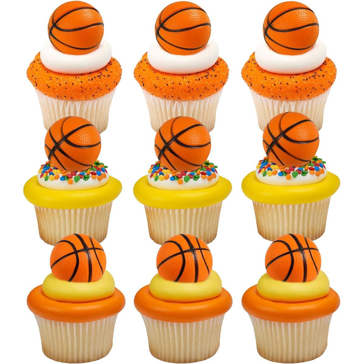 

10Pcs Basketball Cake Toppers 3D Basketball Cake Pick Decorations for Sports Theme Babyshower Birthday Party Supply Decorations оранжевый