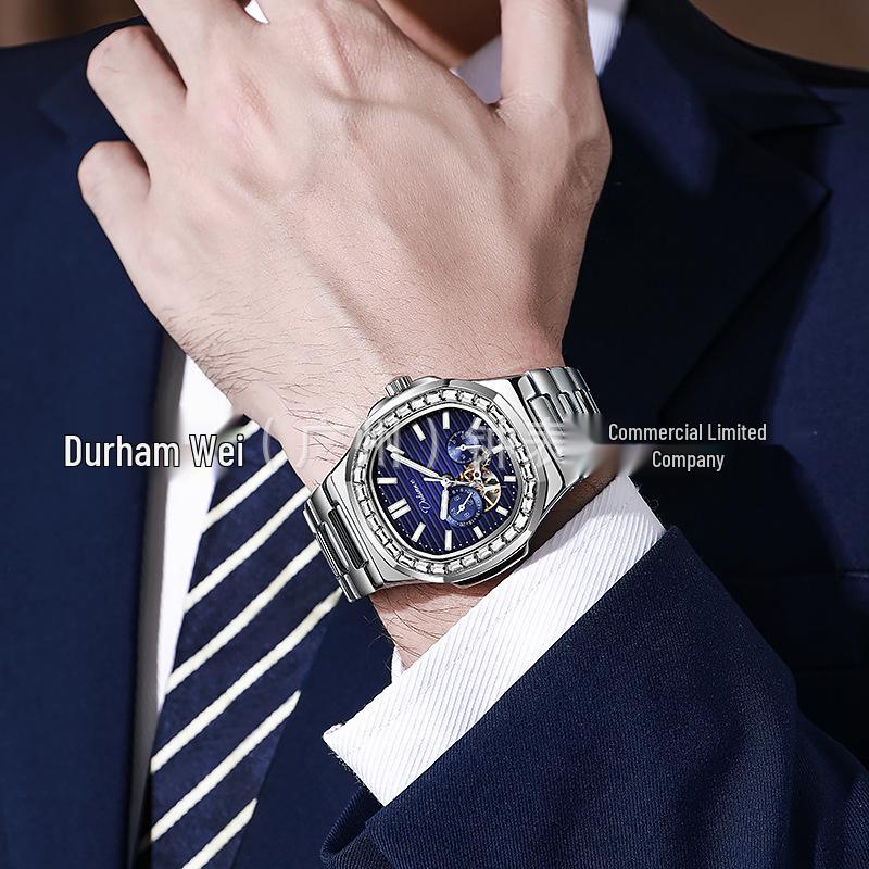 Durenwei Men's Luminous Nautilus Automatic Waterproof Watch with Transparent Skeleton Design