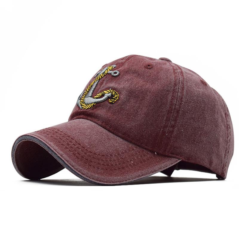 Pirate Anchor Embroidery Washed Retro Baseball Cap Ladies Retro Casual Cap Men'S Outdoor Sunscreen Visor