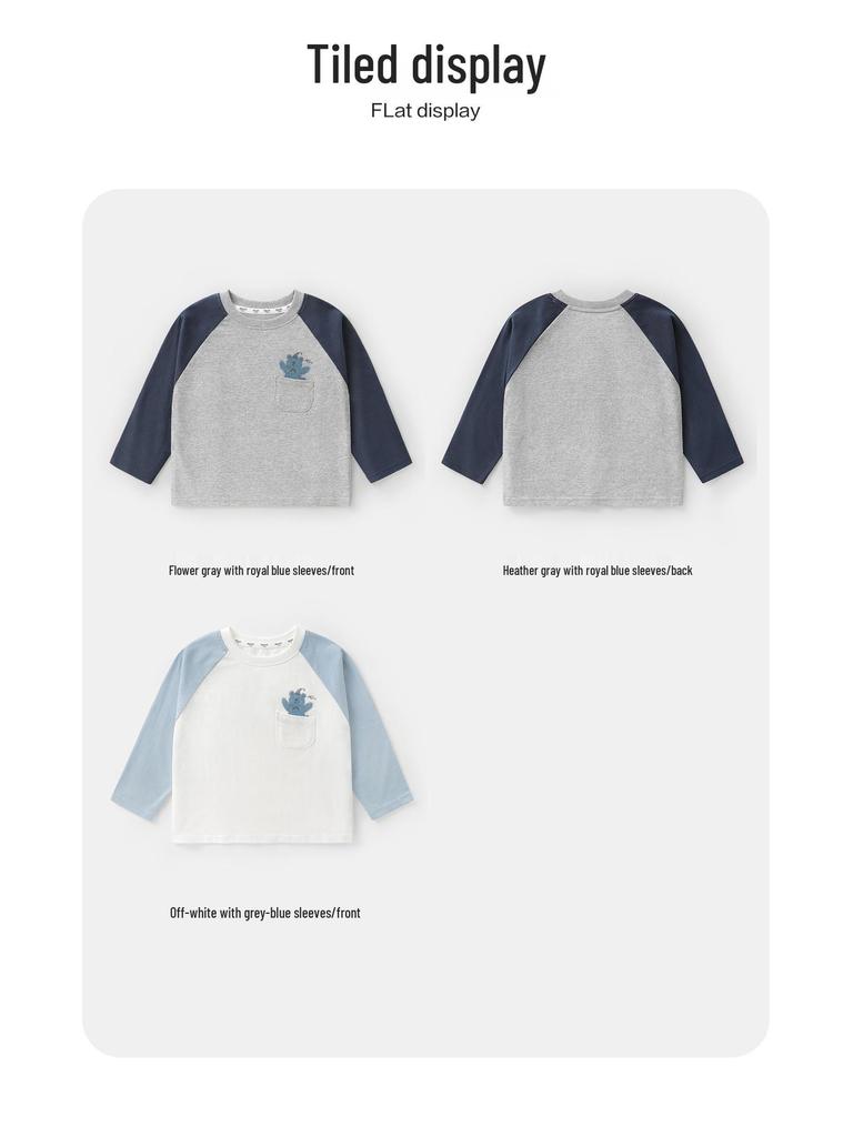 European Boys' Pure Cotton Long-Sleeve T-shirt, New Spring 2026 Toddler & Baby Base Layer