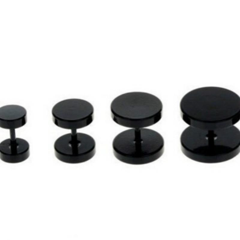 5 paires/Ensemble Faux Écarteurs d'Oreille en Acier Inoxydable Noir Jauge Bijou de Corps Piercing Boucle d'Oreille pour Hommes