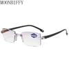 Far And Near Dual-Use Reading Glasses High-Tech Anti-Blue Light Simple Slice Frameless Anti-Radiation Reading Glasses 0 To +4.0