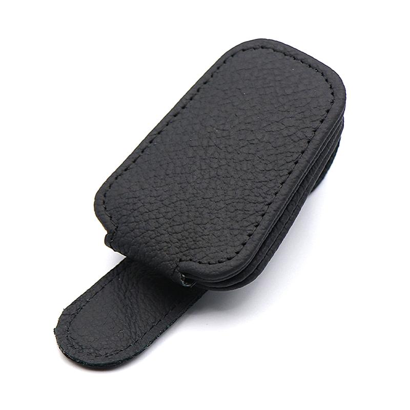 Car Sunglasses Holder Sun Visor Sunglasses Clip Cowhide Glasses Case Mount Auto Styling Ticket Card Clip Interior Accessories