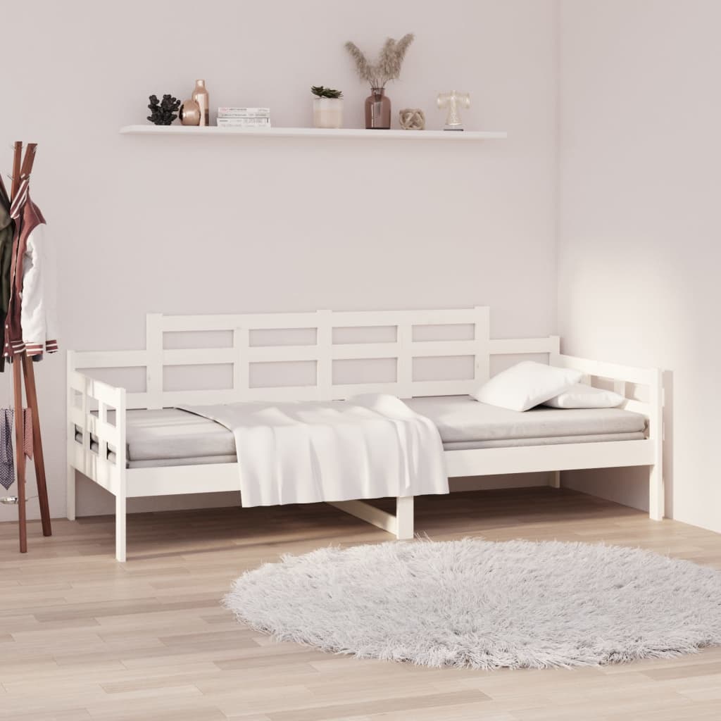 Vidaxl Łóżko Dzienne, Białe, Lite Drewno Sosnowe, 80X200 Cm