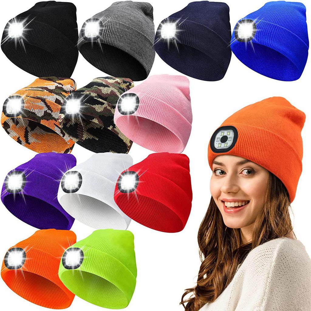 Rechargeable LED Luminous Knit Hat with Detachable Washable Light - 6 LEDs, 3 Modes, Free Shipping