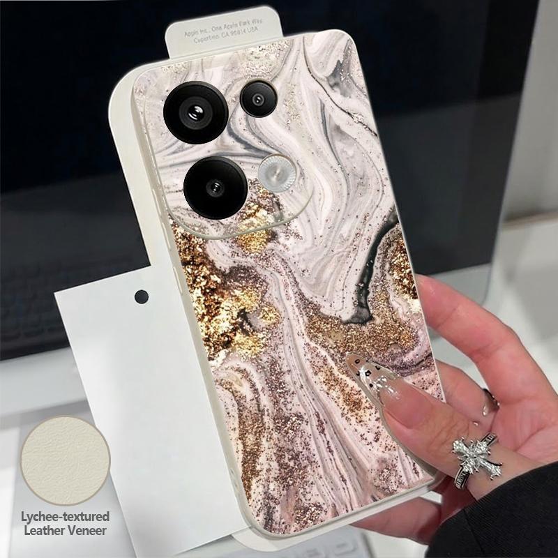 Gradient Watercolor Marble Case For Xiaomi 13T Redmi Note 15 Pro 4G Leather Texture Silicone Cover For Redmi Note 14 13 Pro+ 5G