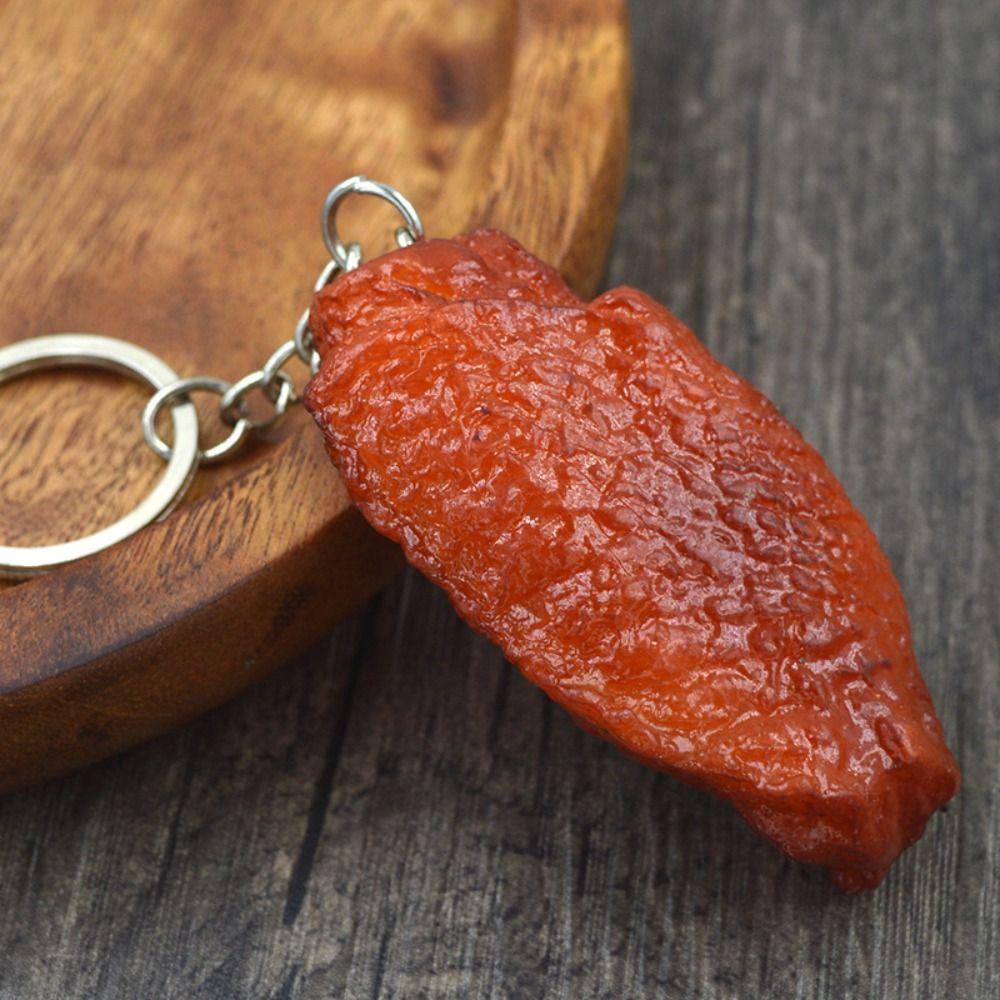 Gift Funny Roasted Chicken Key Holder Luxury Exquisite Simulation Food Keychain Fake Braised Pork Fashion Bag Hanging Pendant