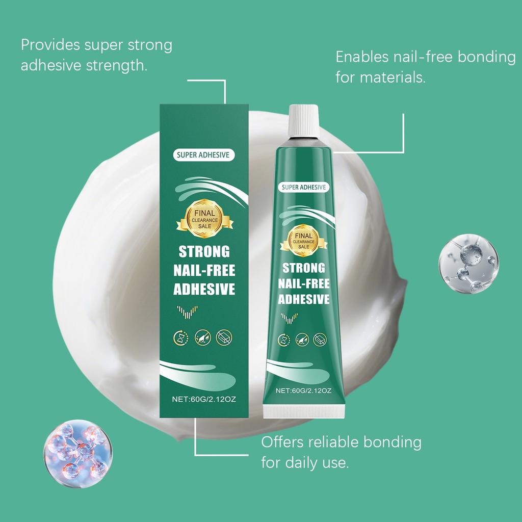 Super Adhesive, Strong Nail-free Adhesive, Multi-surface Suitable Bonding Glue.