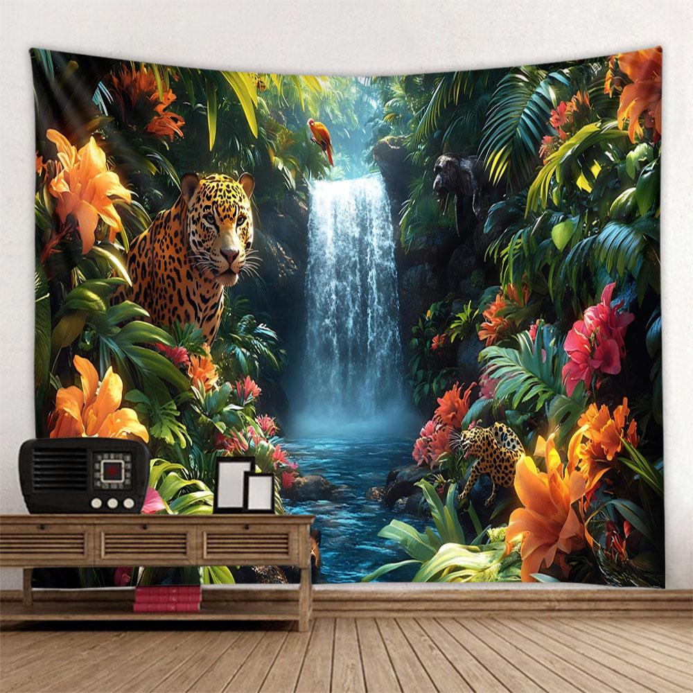 Dschungel-Vogel-Kunst-Wandteppich, psychedelische Szene, Heimdekoration, Kunst, Wandbehang, Hippie, Boho, ästhetische Raumdekoration, Heim-Wanddekoration, Yoga-Matte