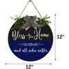 Front Door Blessed Wreaths Bless This Home and All Who Enter, Funny Welcome Wall Hanging Sign Plaque, for Front Door Entryway Porch House Decorations