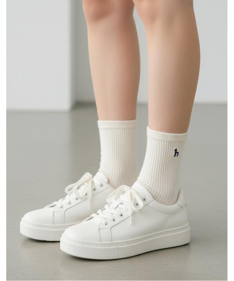 Hejiseuyeoseongaegseseoli Logo Embroidered Cotton Blend Mid-Length Socks 3-Piece Set_Hiss6E901Iv