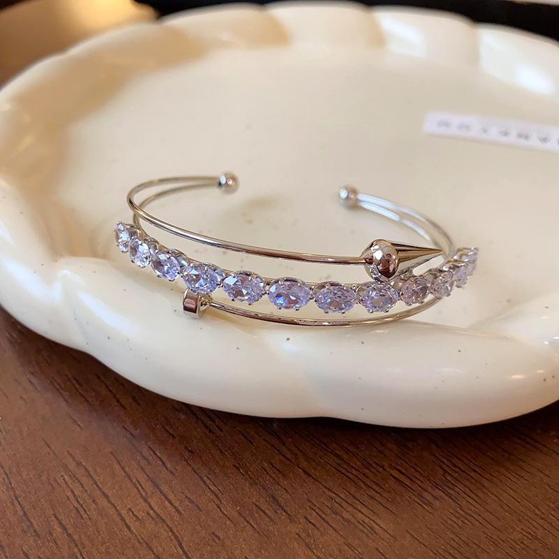 

Многослойные циркониевые разомкнутые браслеты для женщин, европейский и американский легкий люкс, темперамент, новый браслет, оптовая продажа, женский циркон