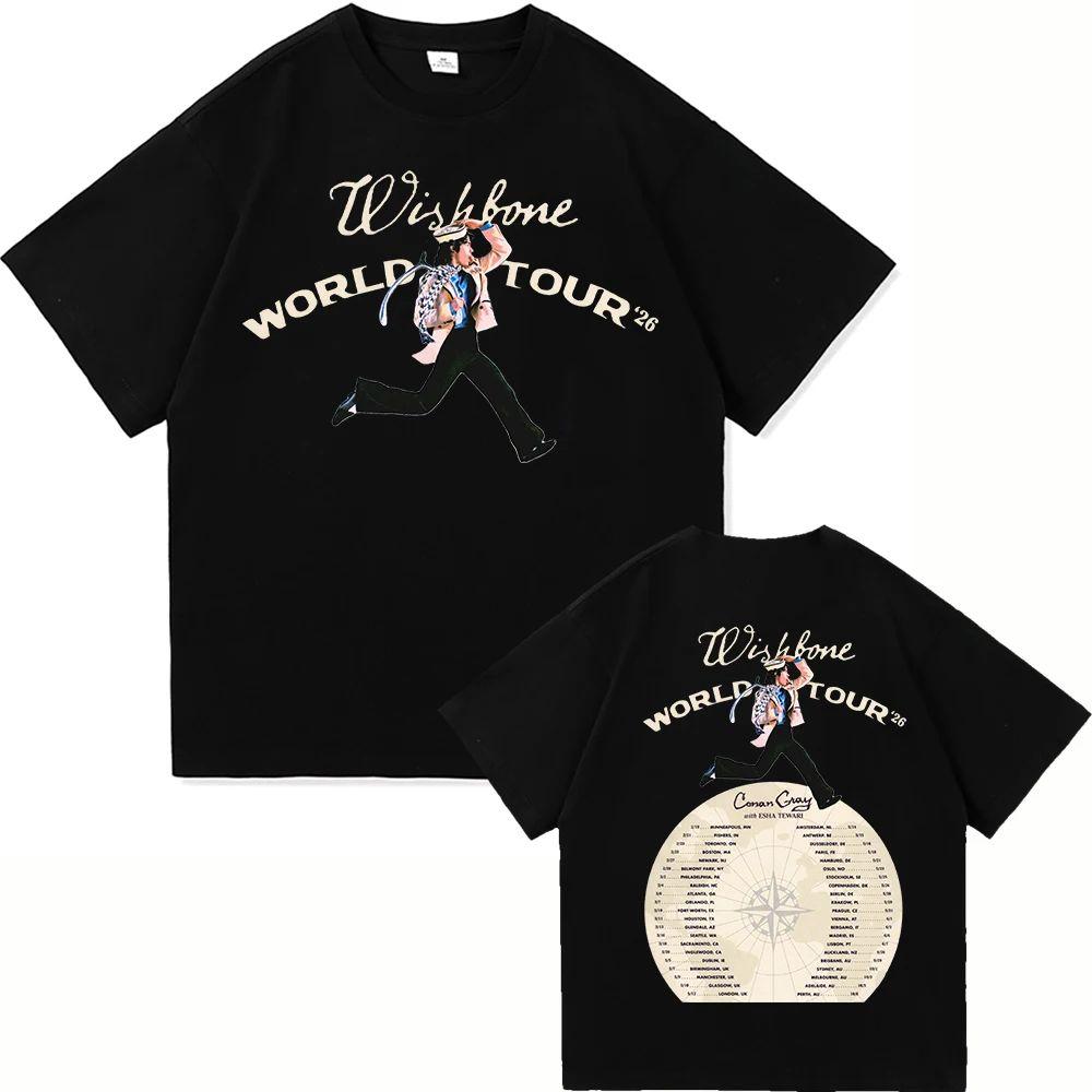 Hiphop Y2k Tops Conan Gray Wishbone World Tour 2026 T Shirt Fashion  Aesthetic Casual Vintage Casual Loose TShirt Unisex