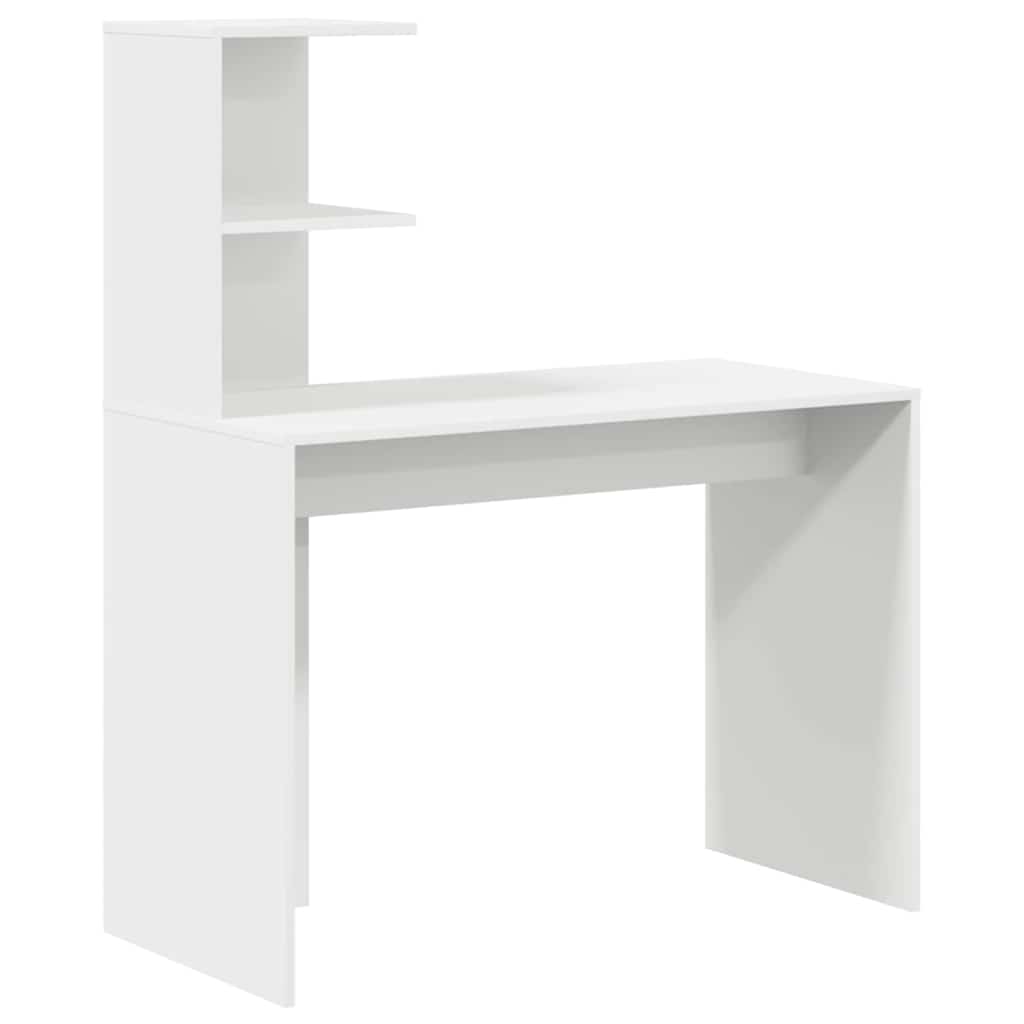 White Desk with Shelf 102 x 50 x 124 cm Engineered Wood