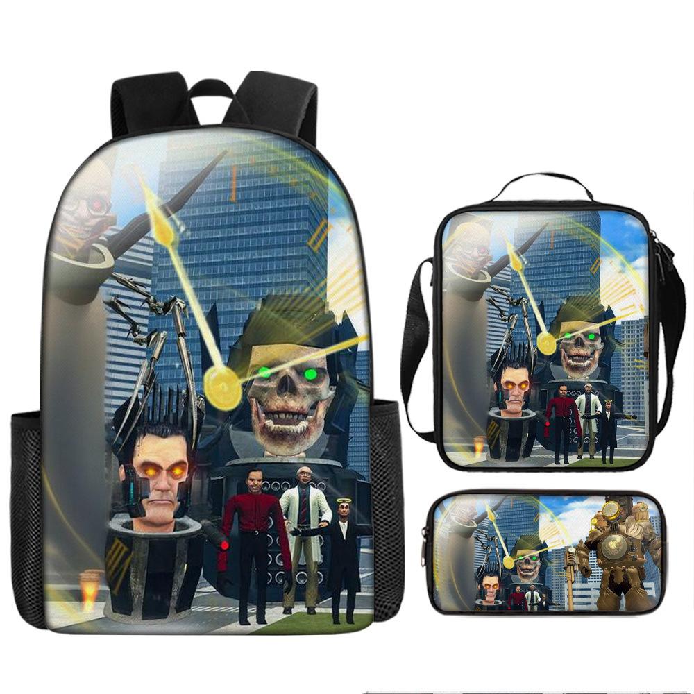 Zaino Spoof Skibidi Toilet Man Zaino Scuola Elementare Borsa Astuccio