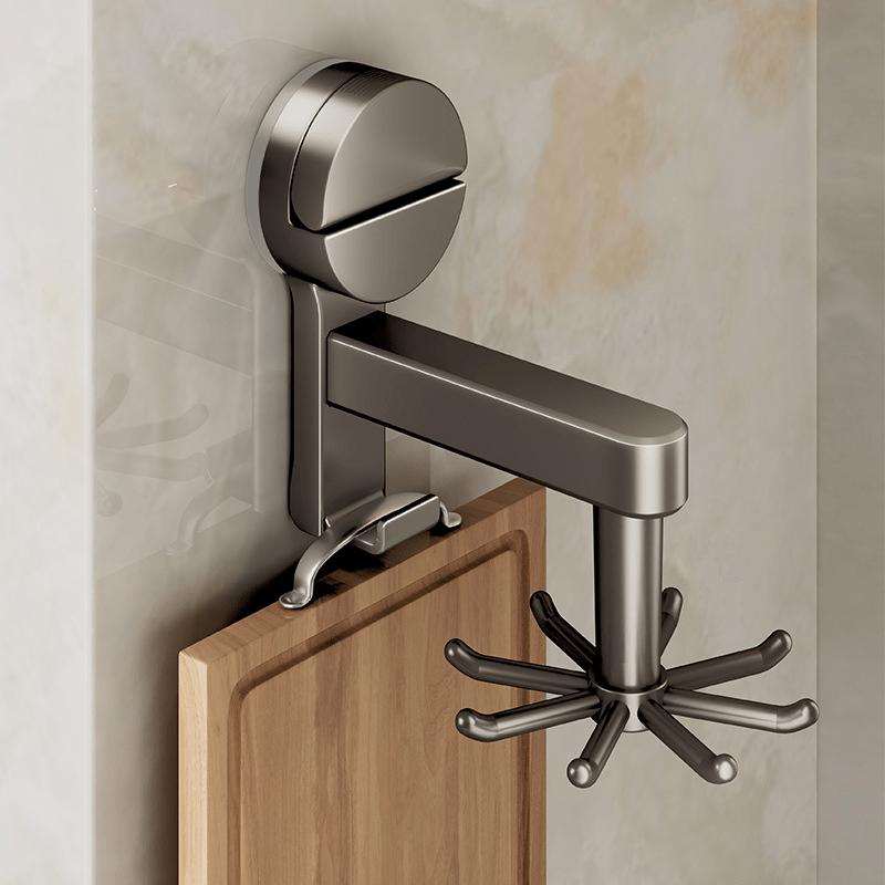 [360° Rotating Hook] Heavy-Duty Suction Cup Kitchen Organizer - No Drill Installation, 360° Rotating Hook, Space-Saving Cabinet Door or Wall Mount