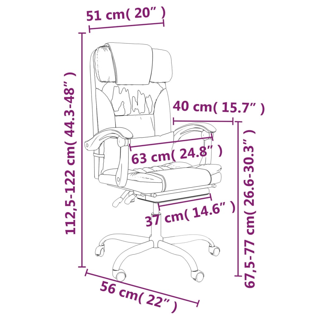 Office Chair with Reclining Function Gray Artificial Leather
