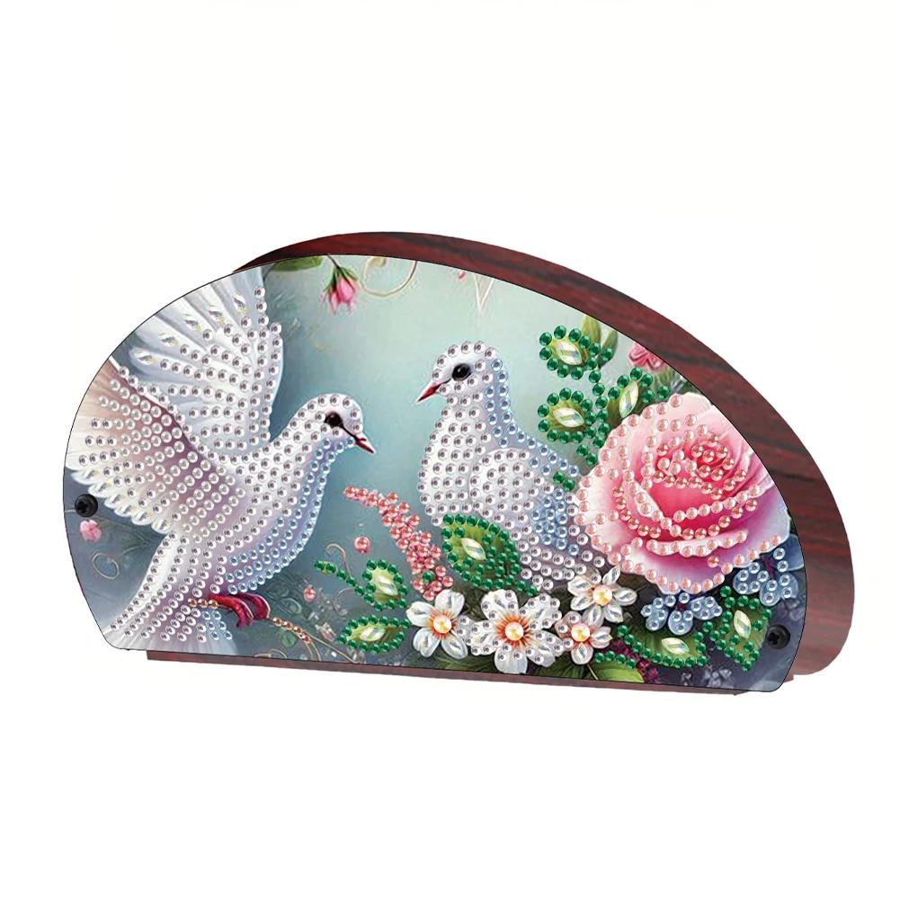 Wooden Flowers DIY Rhinestones Storage Holder Crystal Diamond Storage Shelf Diamond Painting Organizer Rack for Remote Control