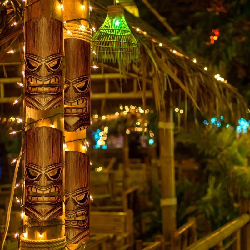 Pack of 4 Hand Carving Wooden Mask Wall Hangings Polynesian Themed Home Decorative Item for Indoor and Outdoor Space