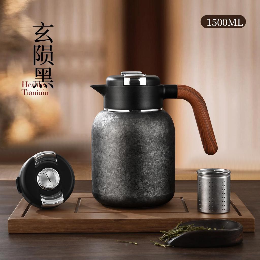 Portable High-End Pure Titanium Tea Set with Insulated Teapot and Teacups - Ideal for Business Travel and Gifts