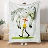 Girl Horse Flannel Blanket Super Soft Warm Cozy Blanket For Sofa Bed Office Travel Allseason Home Decor Gift