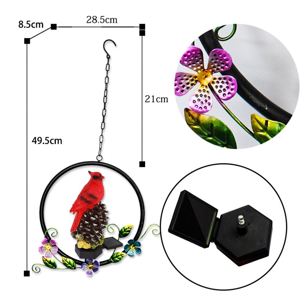 Solar Powered Red Birds Windchime Light Pendant Charming Landscapes Decorative Light For Outdoor Garden
