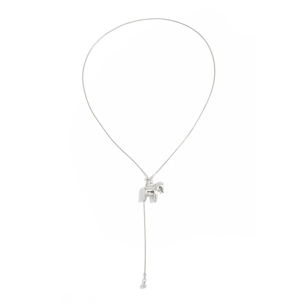 SHIXIN 2026 Creative Smooth Horse Pendant Necklaces Women Sexy Pulling Tassel Snake Bone Chain Long Sweater Chain Jewelry Gift