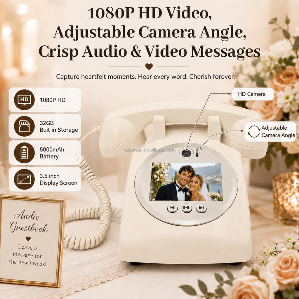 Telefono Registratore Video Audio Messaggi Ospiti Video Antico Produttore per Feste Compleanni Foto