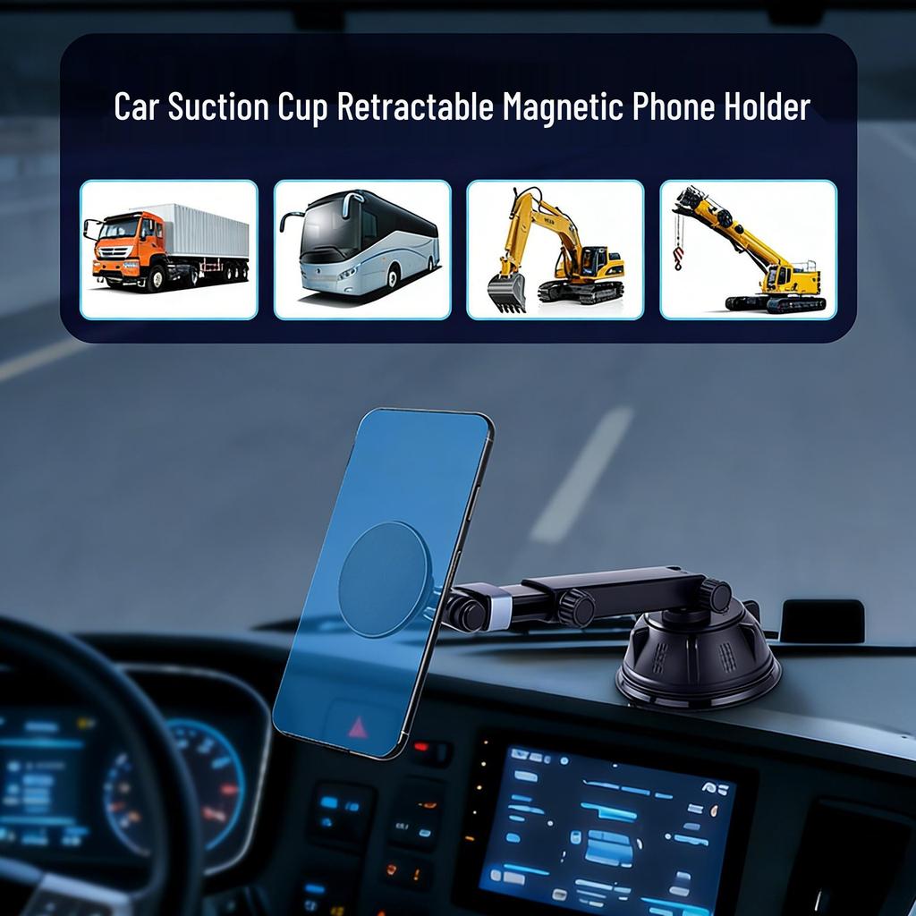 Universal Telescopic Magnetic Phone Holder for Car Dashboard & Trucks