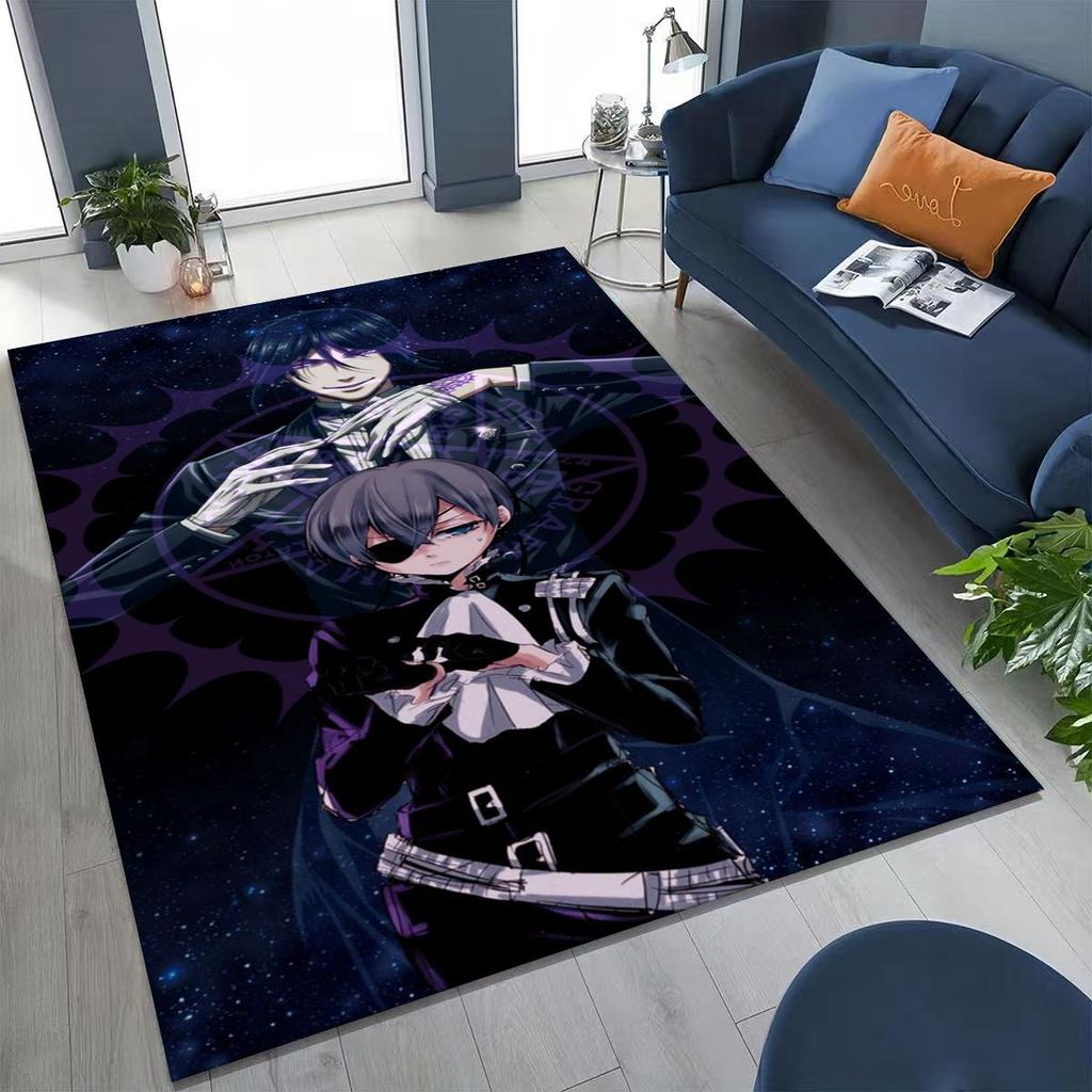 Anime Black Butler Sebastian Ciel Cartoon Cartoon Rug for Bedroom Living Room Sofa Home Doormat Decor,Kids Non-slip Floor Mat