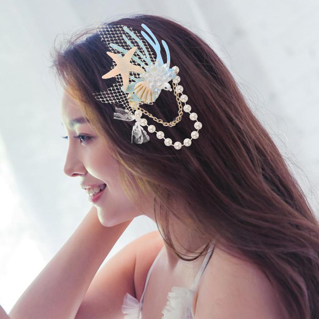 LEDMOMO Hairpin with Pearl and Rhinestone Hair 16 x Perfect for Weddings and Accessory Starfish-Shaped Inlay, Women's Clip, 13cm, Parties,