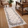 Geometric Diamond Grid Runner Rug Vine Flowers Romantic and Simple Bedroom Carpet Living Room Floor Mat Bedside Home Decoration