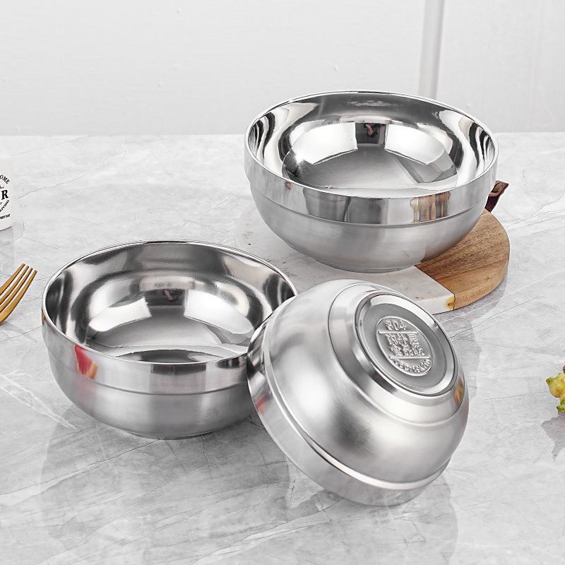 Double-Layer Insulated 304 Stainless Steel Soup Bowl with Lily Gloss - Ideal for Commercial Use