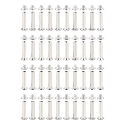 40 Juegos Remaches Artesanía Cuero M4 Cabeza Redonda Plana Multifuncional Tornillos Remaches de Clavo para Encuadernación de Libros